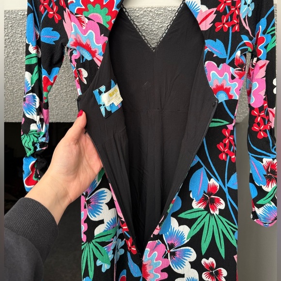 Anthropologie Maeve Ruched Floral Maxi Dress Size 0 XS S Black Long Sleeves Boho - Picture 6 of 10